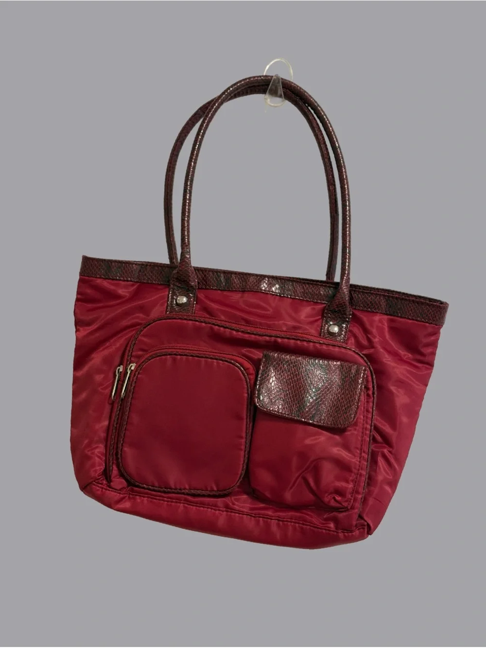 Maroon Nylon Tote Bag